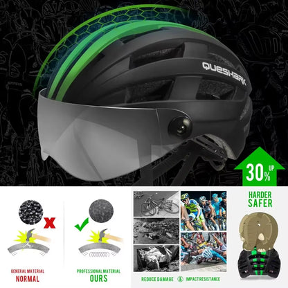 Men Women Ultralight Cycling Helmet MTB Road Bike Bicycle Motorcycle Riding Removable Transparent Lens Safely Cap QE116