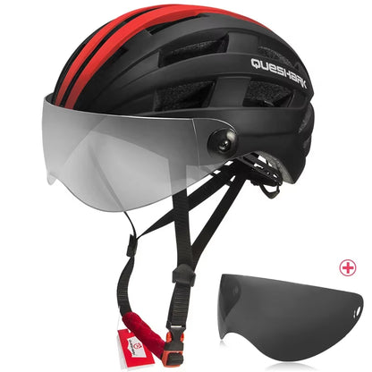Men Women Ultralight Cycling Helmet MTB Road Bike Bicycle Motorcycle Riding Removable Transparent Lens Safely Cap QE116