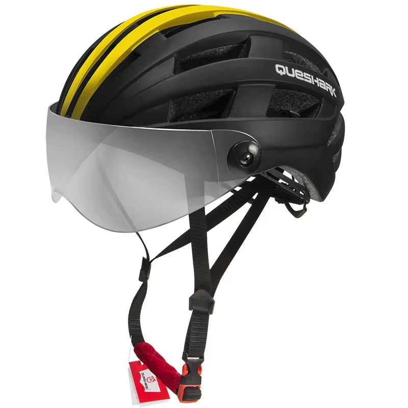 Men Women Ultralight Cycling Helmet MTB Road Bike Bicycle Motorcycle Riding Removable Transparent Lens Safely Cap QE116