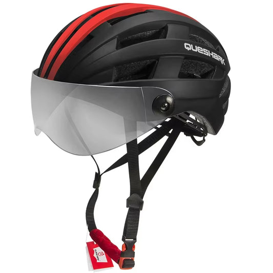 Men Women Ultralight Cycling Helmet MTB Road Bike Bicycle Motorcycle Riding Removable Transparent Lens Safely Cap QE116