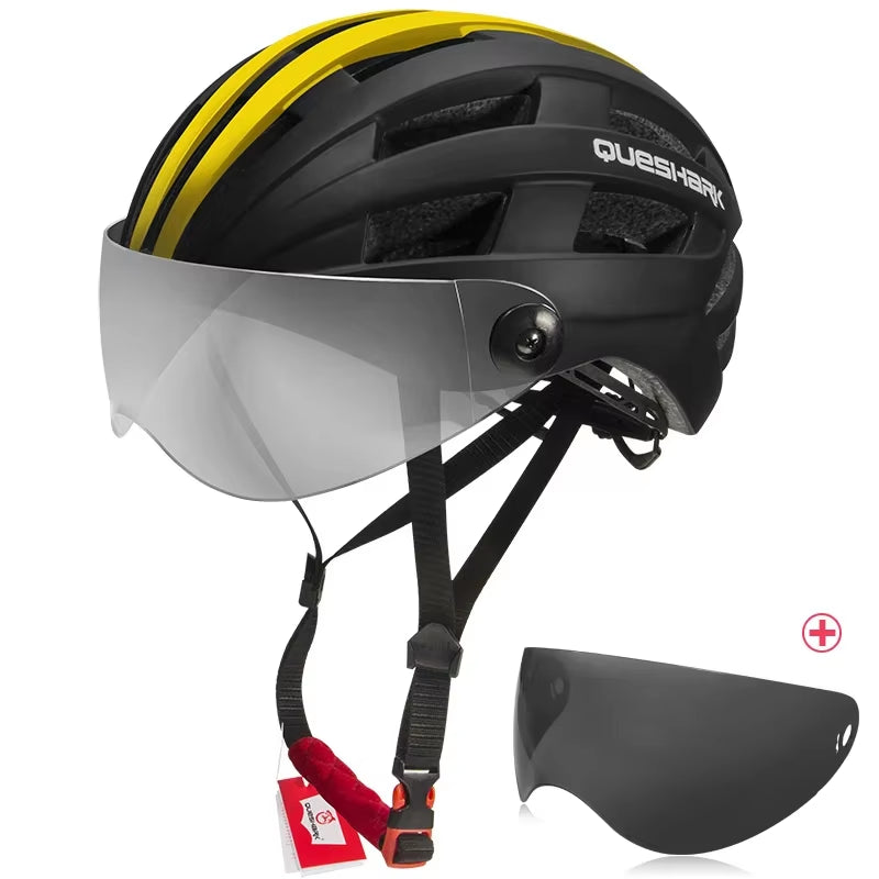 Men Women Ultralight Cycling Helmet MTB Road Bike Bicycle Motorcycle Riding Removable Transparent Lens Safely Cap QE116
