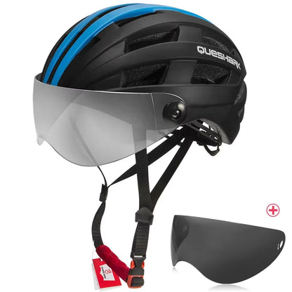 Men Women Ultralight Cycling Helmet MTB Road Bike Bicycle Motorcycle Riding Removable Transparent Lens Safely Cap QE116