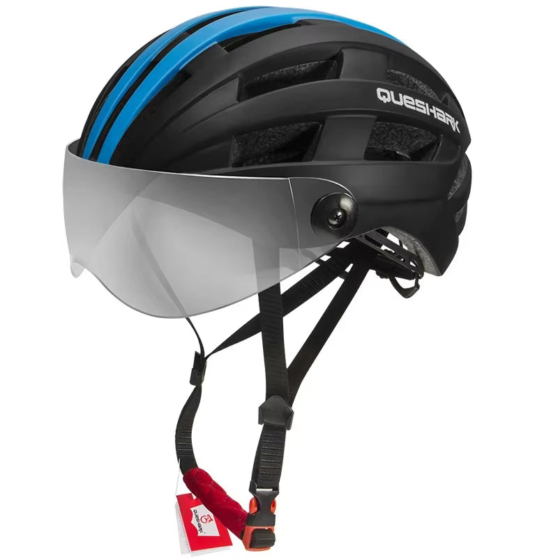 Men Women Ultralight Cycling Helmet MTB Road Bike Bicycle Motorcycle Riding Removable Transparent Lens Safely Cap QE116