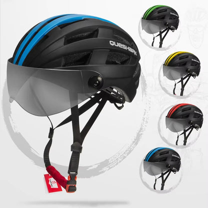 Men Women Ultralight Cycling Helmet MTB Road Bike Bicycle Motorcycle Riding Removable Transparent Lens Safely Cap QE116